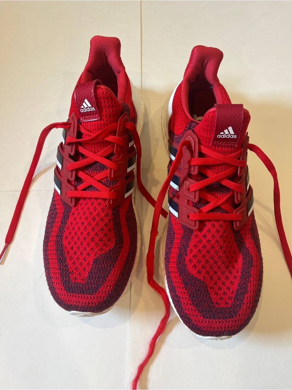 adidas UltraBOOST Primeknit Red Navy Men's 11.5 Running Shoes Sneakers